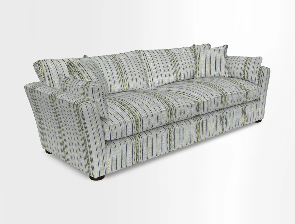 Aldeburgh 4 Seater Sofa in Cloth 22 Bayadere Seal with Scatters in Bayadere & Barcode Seal