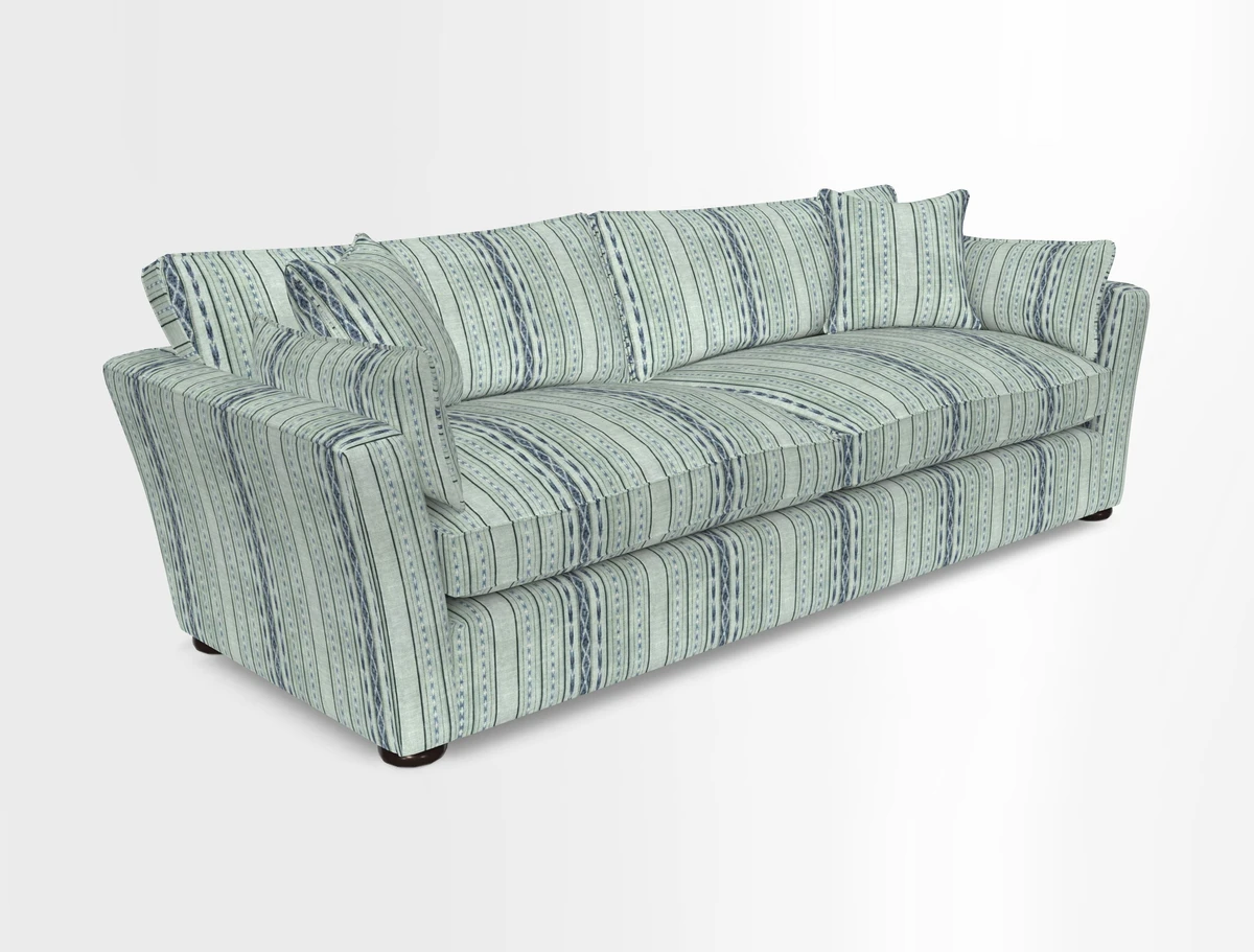 Aldeburgh 4 Seater Sofa in Cloth 22 Bayadere Seal with Scatters in Bayadere & Barcode Seal