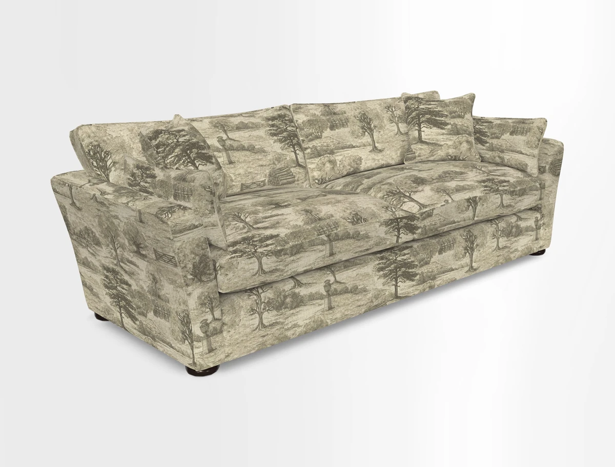 Aldeburgh 4 Seater Sofa in Cloth 22 Bayadere Seal with Scatters in Bayadere & Barcode Seal