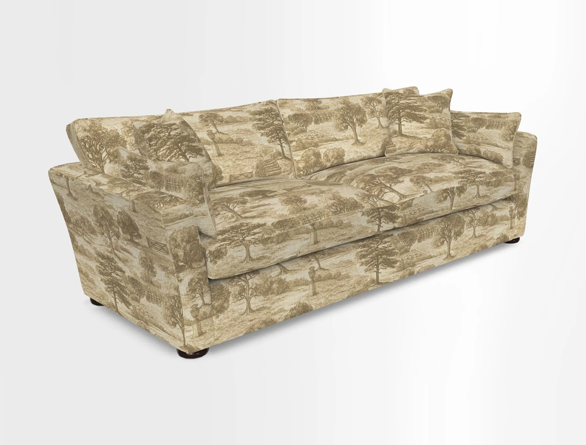 Aldeburgh 4 Seater Sofa in Cloth 22 Bayadere Seal with Scatters in Bayadere & Barcode Seal
