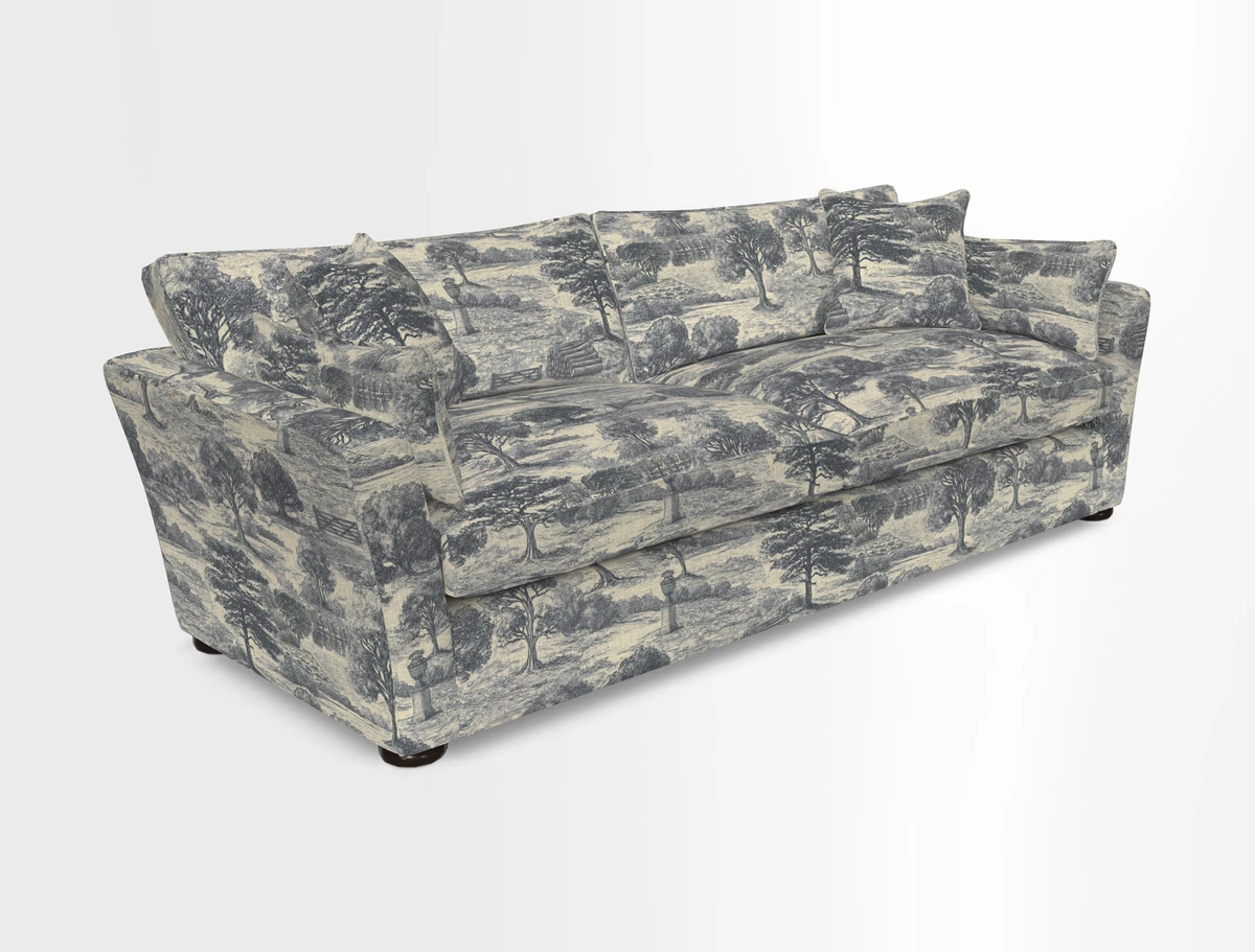 Aldeburgh 4 Seater Sofa in Cloth 22 Bayadere Seal with Scatters in Bayadere & Barcode Seal
