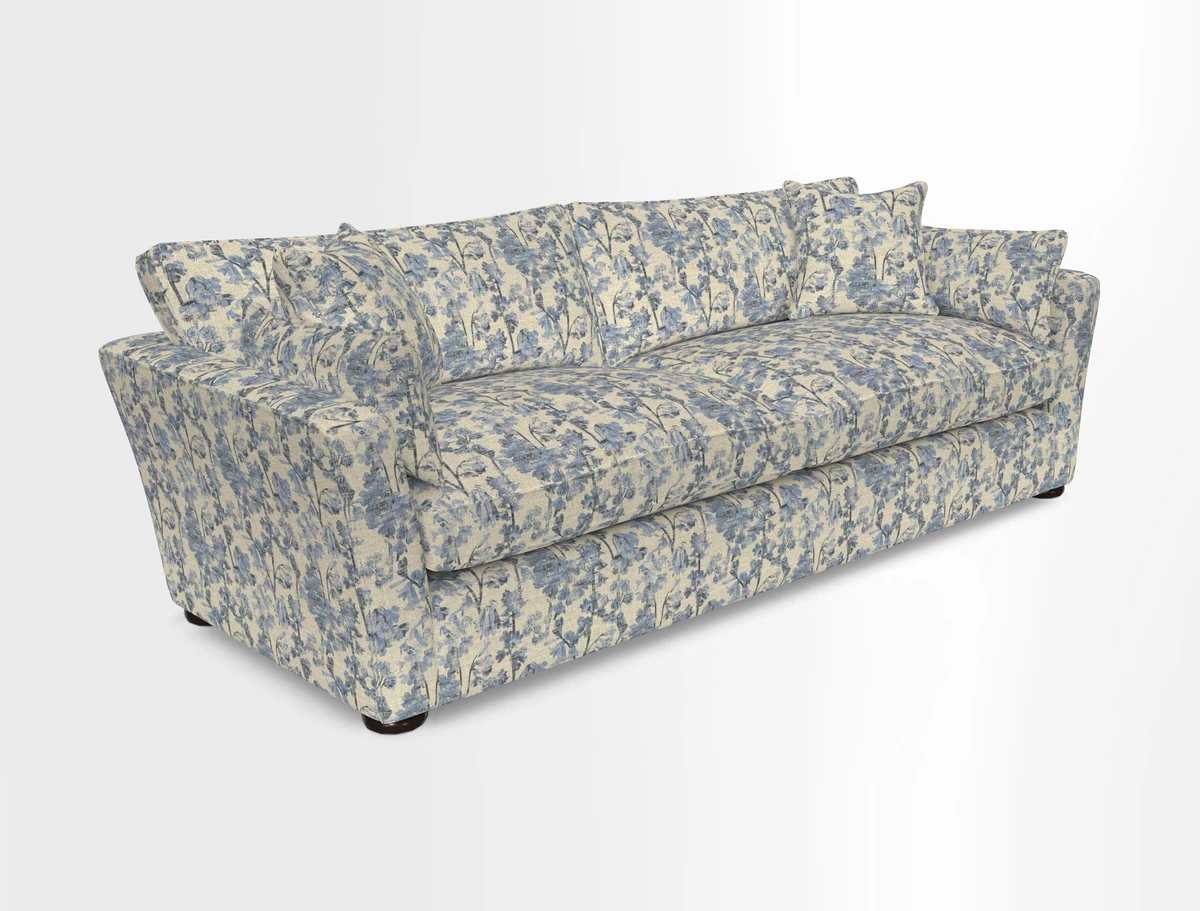 Aldeburgh 4 Seater Sofa in Cloth 22 Bayadere Seal with Scatters in Bayadere & Barcode Seal