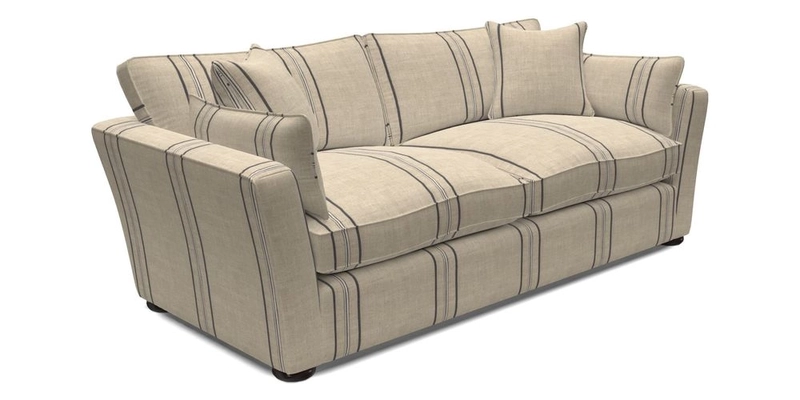 Aldeburgh 3 Seater Sofa in Cloth 22 Bayadere Seal with Scatters in Bayadere & Barcode Seal