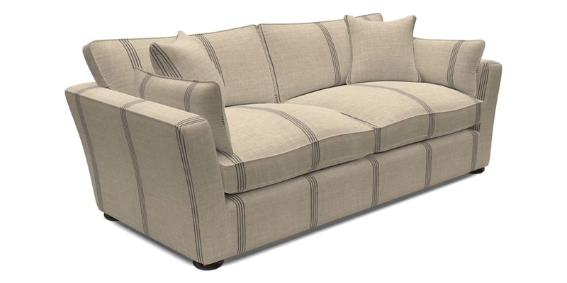 Aldeburgh 3 Seater Sofa in Cloth 22 Bayadere Seal with Scatters in Bayadere & Barcode Seal