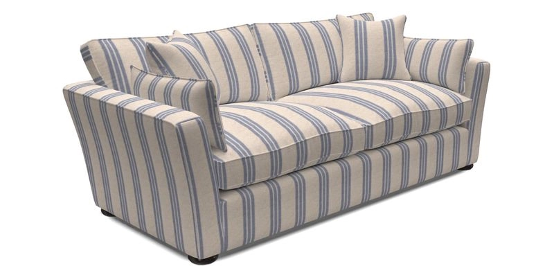 Aldeburgh 3 Seater Sofa in Cloth 22 Bayadere Seal with Scatters in Bayadere & Barcode Seal