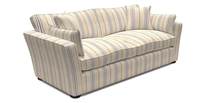 Aldeburgh 3 Seater Sofa in Cloth 22 Bayadere Seal with Scatters in Bayadere & Barcode Seal