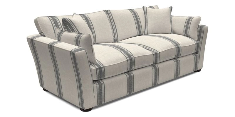 Aldeburgh 3 Seater Sofa in Cloth 22 Bayadere Seal with Scatters in Bayadere & Barcode Seal