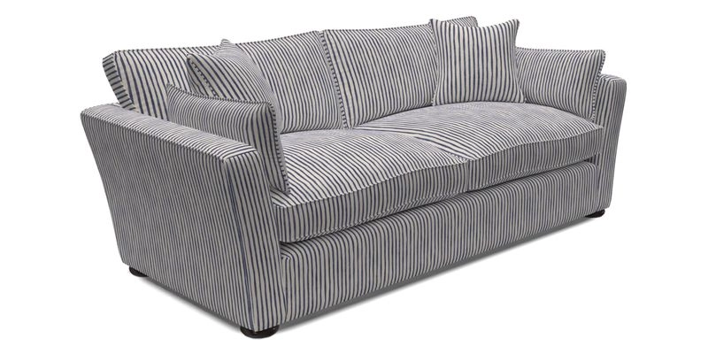 Aldeburgh 3 Seater Sofa in Cloth 22 Bayadere Seal with Scatters in Bayadere & Barcode Seal