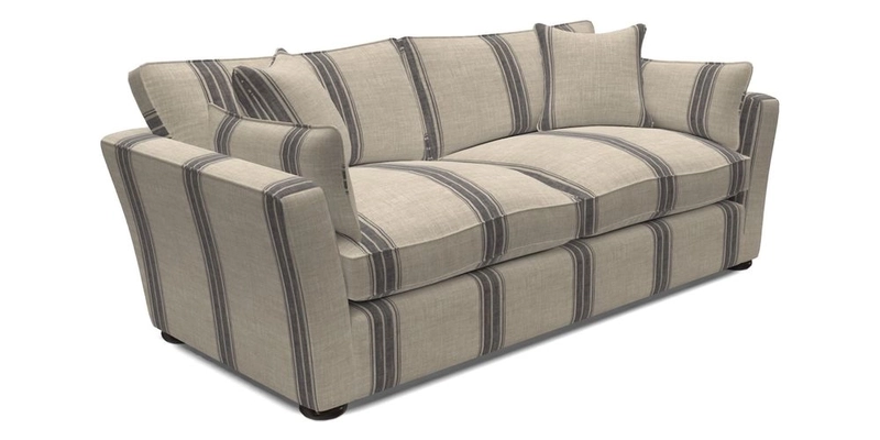 Aldeburgh 3 Seater Sofa in Cloth 22 Bayadere Seal with Scatters in Bayadere & Barcode Seal