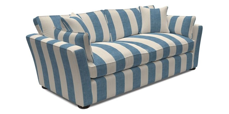Aldeburgh 3 Seater Sofa in Cloth 22 Bayadere Seal with Scatters in Bayadere & Barcode Seal