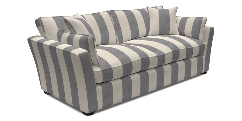 Aldeburgh 3 Seater Sofa in Cloth 22 Bayadere Seal with Scatters in Bayadere & Barcode Seal