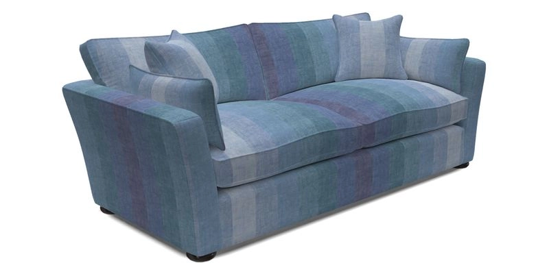 Aldeburgh 3 Seater Sofa in Cloth 22 Bayadere Seal with Scatters in Bayadere & Barcode Seal