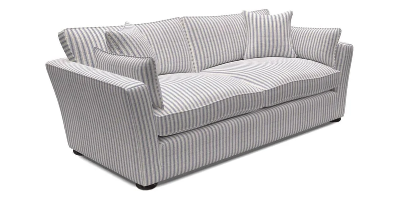Aldeburgh 3 Seater Sofa in Cloth 22 Bayadere Seal with Scatters in Bayadere & Barcode Seal