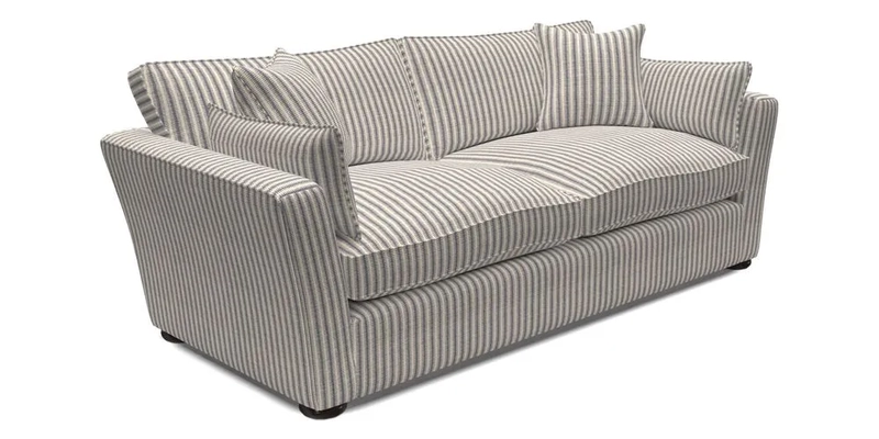 Aldeburgh 3 Seater Sofa in Cloth 22 Bayadere Seal with Scatters in Bayadere & Barcode Seal
