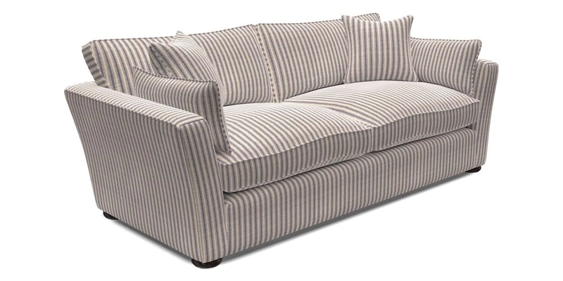Aldeburgh 3 Seater Sofa in Cloth 22 Bayadere Seal with Scatters in Bayadere & Barcode Seal