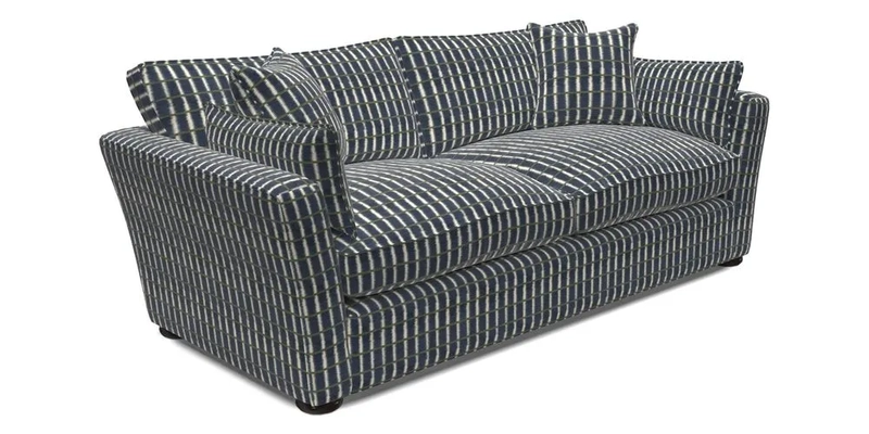 Aldeburgh 3 Seater Sofa in Cloth 22 Bayadere Seal with Scatters in Bayadere & Barcode Seal