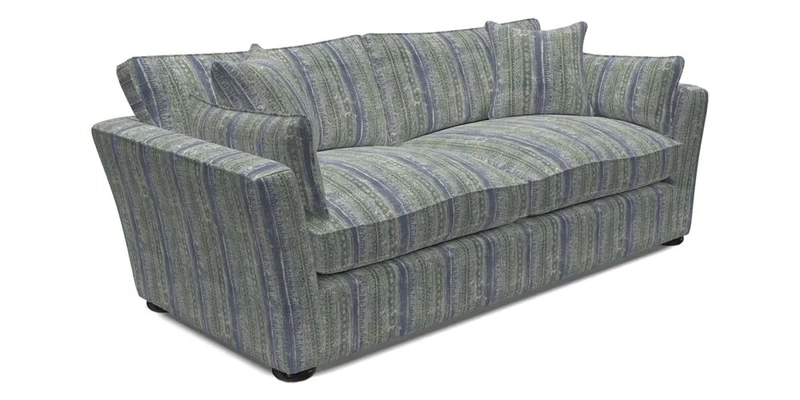 Aldeburgh 3 Seater Sofa in Cloth 22 Bayadere Seal with Scatters in Bayadere & Barcode Seal