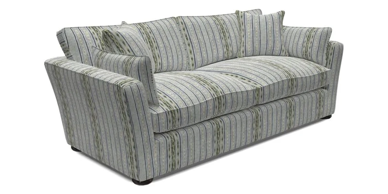 Aldeburgh 3 Seater Sofa in Cloth 22 Bayadere Seal with Scatters in Bayadere & Barcode Seal