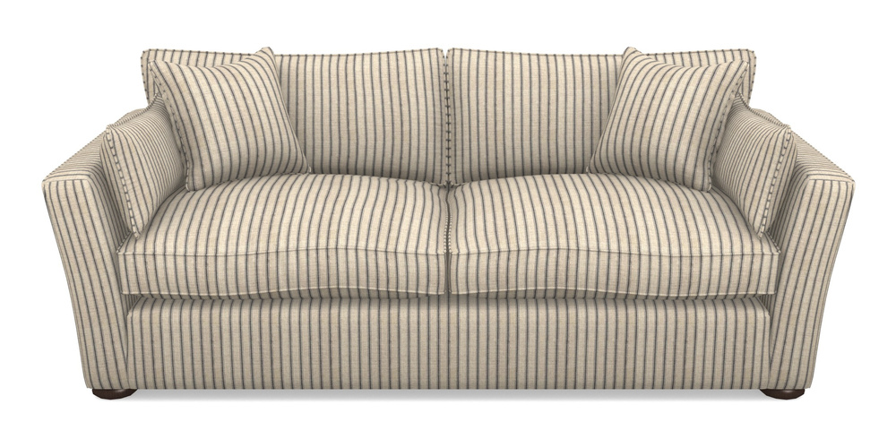 Product photograph of Aldeburgh 3 Seater Sofa In Cloth 18 Stripes - Ticking - Bible Black from Sofas and Stuff Limited