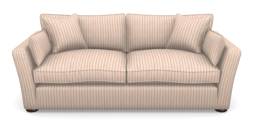 Product photograph of Aldeburgh 3 Seater Sofa In Cloth 18 Stripes - Ticking - Cranberry from Sofas and Stuff Limited