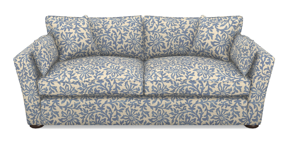 Product photograph of Aldeburgh 3 Seater Sofa In V A Brompton Collection - Floral Scroll - Morning Blue from Sofas and Stuff Limited