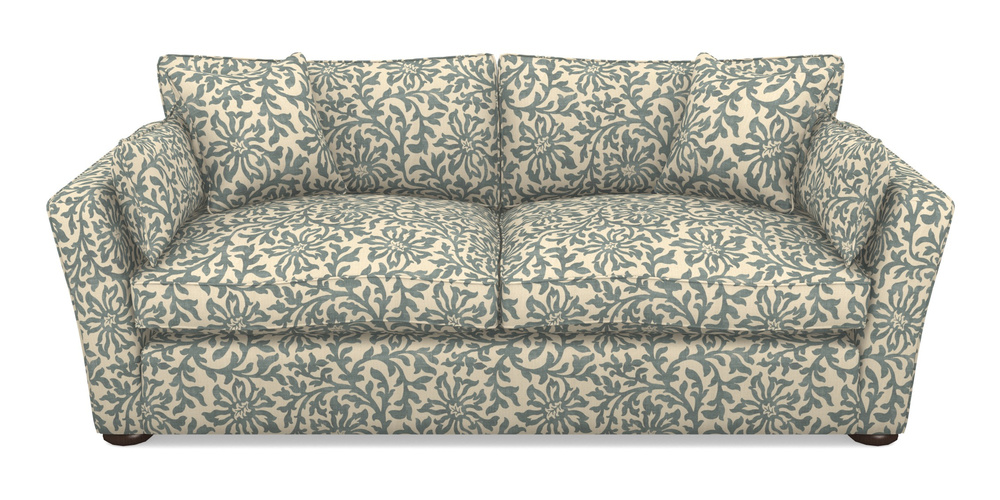 Product photograph of Aldeburgh 3 Seater Sofa In V A Brompton Collection - Floral Scroll - Pebble from Sofas and Stuff Limited