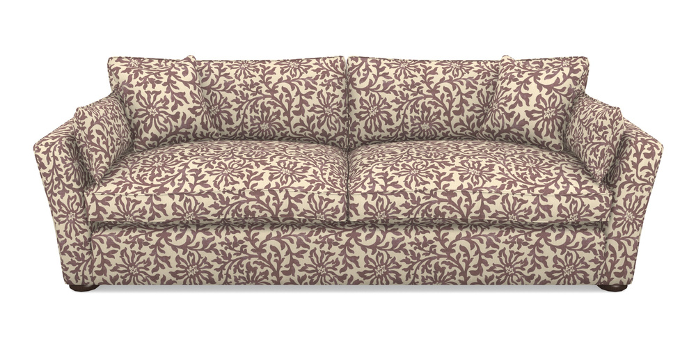 Product photograph of Aldeburgh 4 Seater Sofa In V A Brompton Collection - Floral Scroll - Cacao from Sofas and Stuff Limited