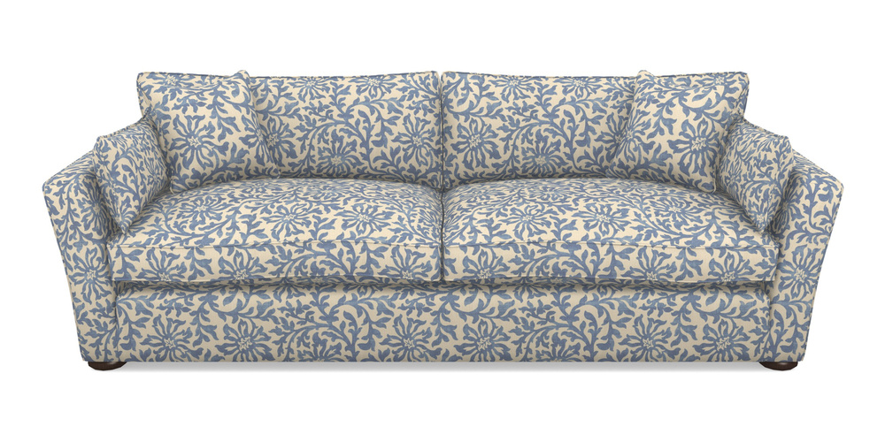 Product photograph of Aldeburgh 4 Seater Sofa In V A Brompton Collection - Floral Scroll - Morning Blue from Sofas and Stuff Limited