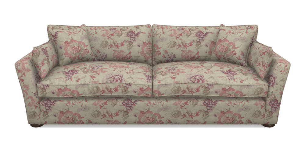 Product photograph of Aldeburgh 4 Seater Sofa In Floral Linen - Faith Rose Quartz from Sofas and Stuff Limited