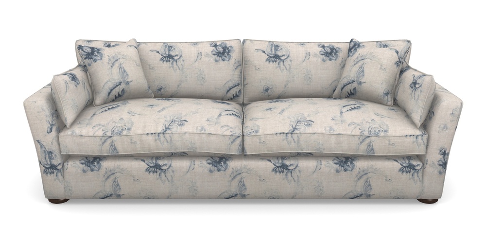 Product photograph of Aldeburgh 4 Seater Sofa In Floral Linen - Lela Mystery Indigo from Sofas and Stuff Limited