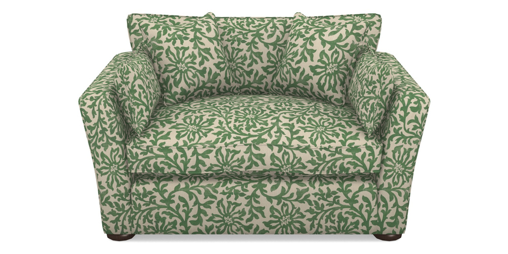 Product photograph of Aldeburgh Snuggler In V A Brompton Collection - Floral Scroll - Basil from Sofas and Stuff Limited