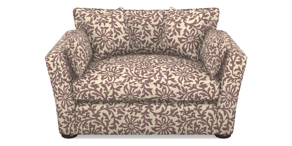 Product photograph of Aldeburgh Snuggler In V A Brompton Collection - Floral Scroll - Cacao from Sofas and Stuff Limited