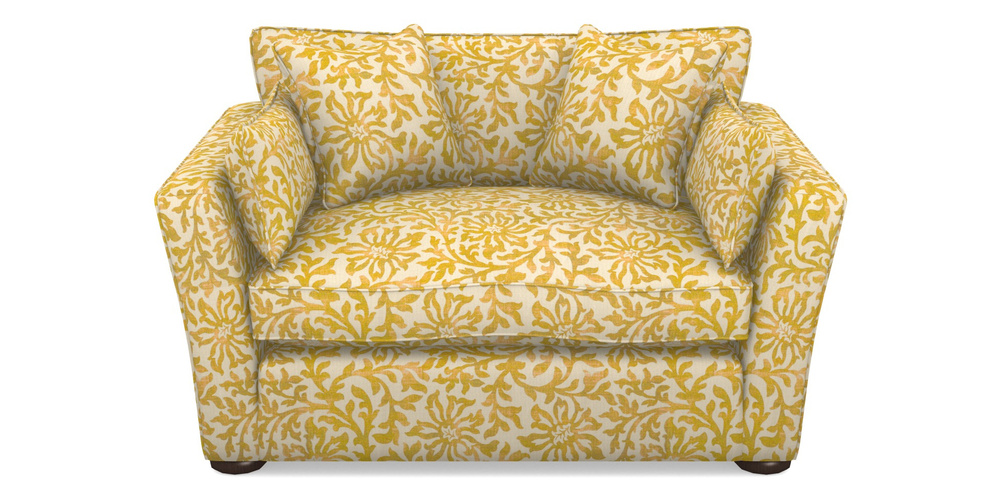 Product photograph of Aldeburgh Snuggler In V A Brompton Collection - Floral Scroll - Corn from Sofas and Stuff Limited