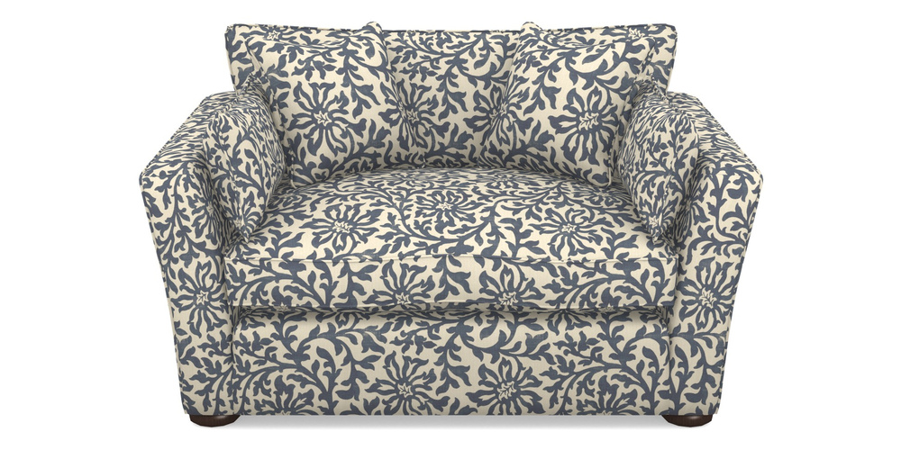 Product photograph of Aldeburgh Snuggler In V A Brompton Collection - Floral Scroll - Midnight Blue from Sofas and Stuff Limited