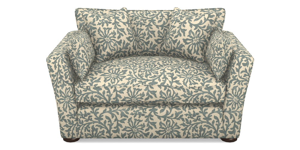 Product photograph of Aldeburgh Snuggler In V A Brompton Collection - Floral Scroll - Pebble from Sofas and Stuff Limited