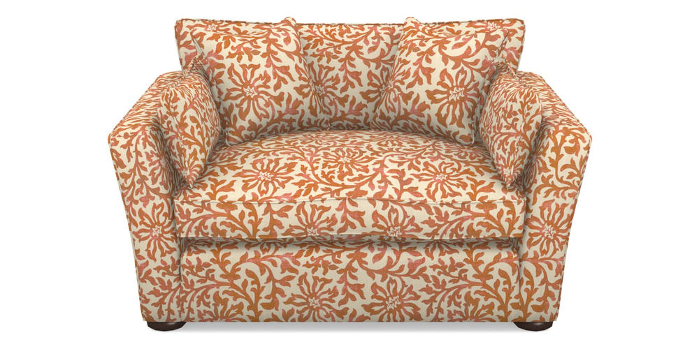 Product photograph of Aldeburgh Snuggler In V A Brompton Collection - Floral Scroll - Terracotta from Sofas and Stuff Limited