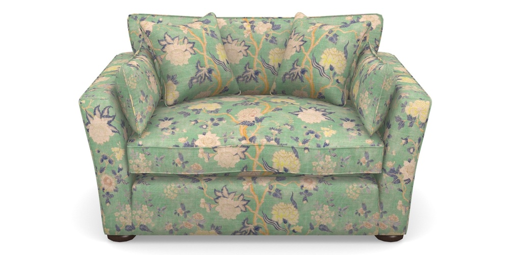 Product photograph of Aldeburgh Snuggler In Floral Linen - Even So Verde from Sofas and Stuff Limited