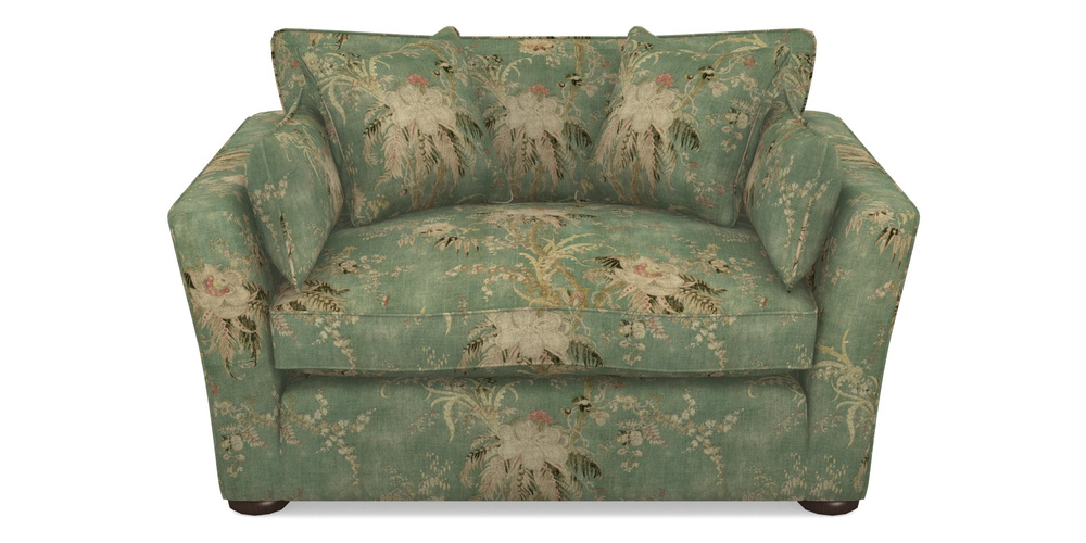 Product photograph of Aldeburgh Snuggler In Floral Linen - Zefferino Emerald from Sofas and Stuff Limited