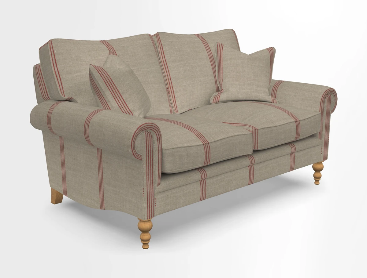 Aldingbourne 3 seater sofa in Grain Sack Stripe Linen Red