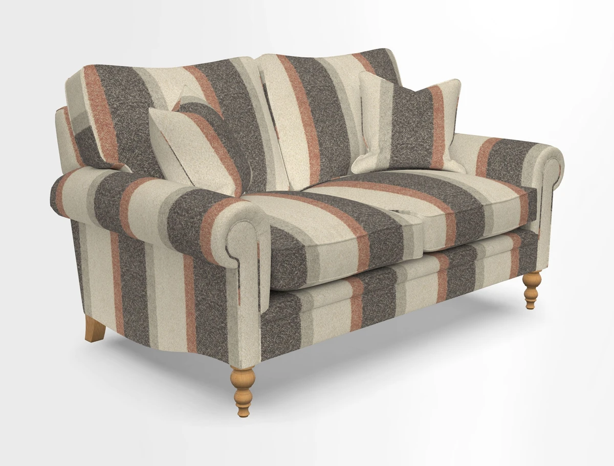 Aldingbourne 3 seater sofa in Grain Sack Stripe Linen Red