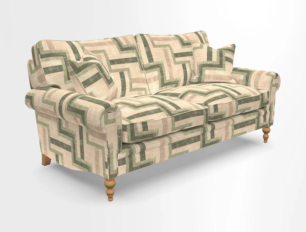 Aldingbourne 3 seater sofa in Grain Sack Stripe Linen Red