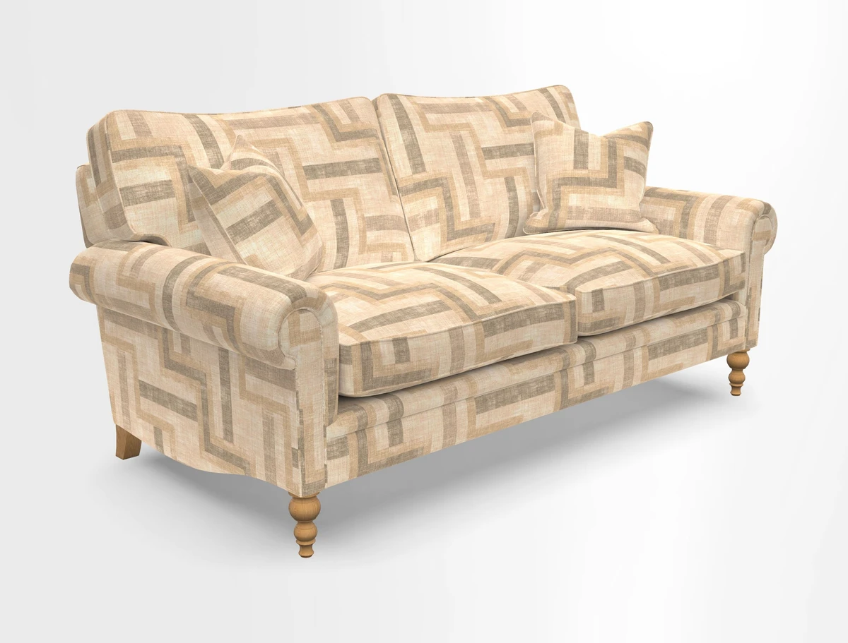 Aldingbourne 3 seater sofa in Grain Sack Stripe Linen Red