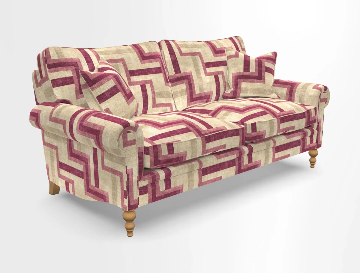 Aldingbourne 3 seater sofa in Grain Sack Stripe Linen Red