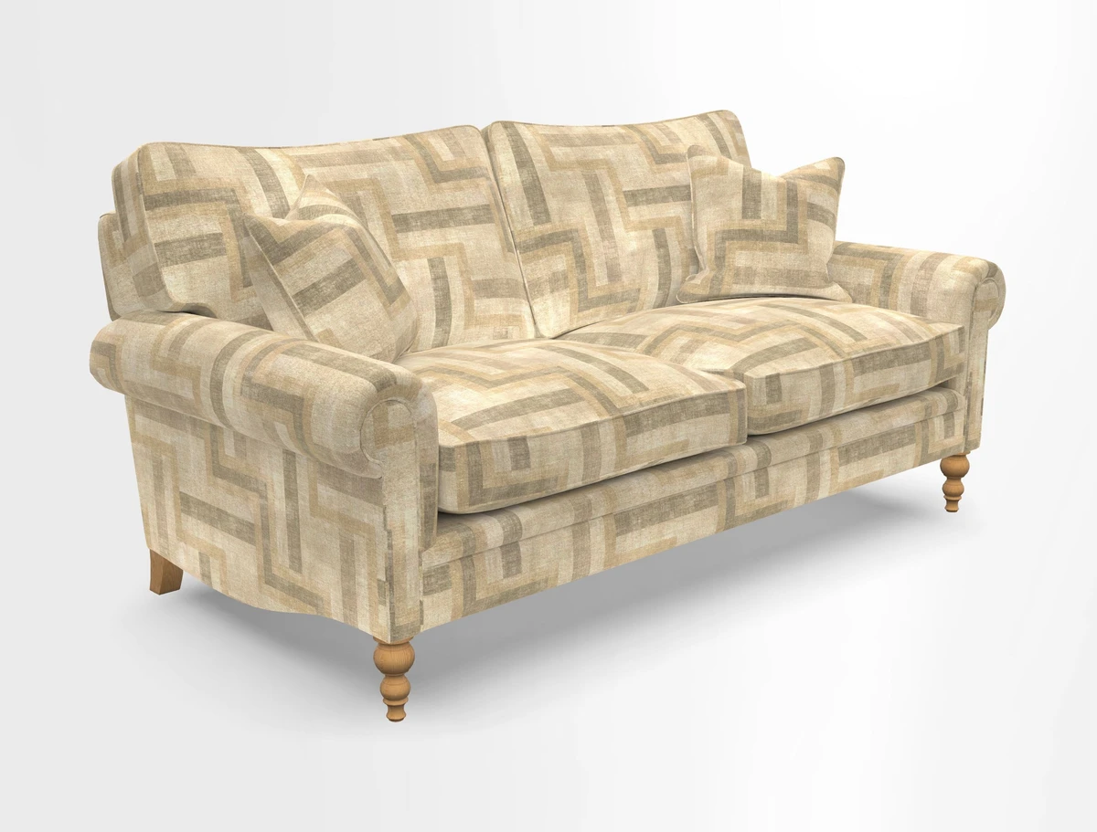 Aldingbourne 3 seater sofa in Grain Sack Stripe Linen Red