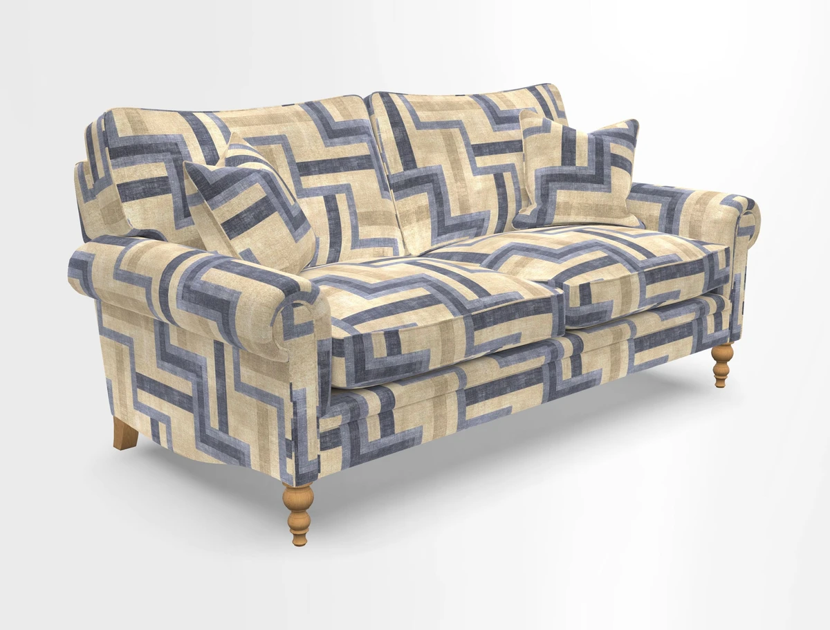 Aldingbourne 3 seater sofa in Grain Sack Stripe Linen Red