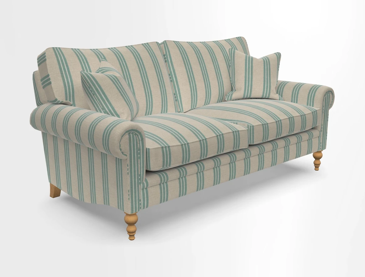 Aldingbourne 3 seater sofa in Grain Sack Stripe Linen Red