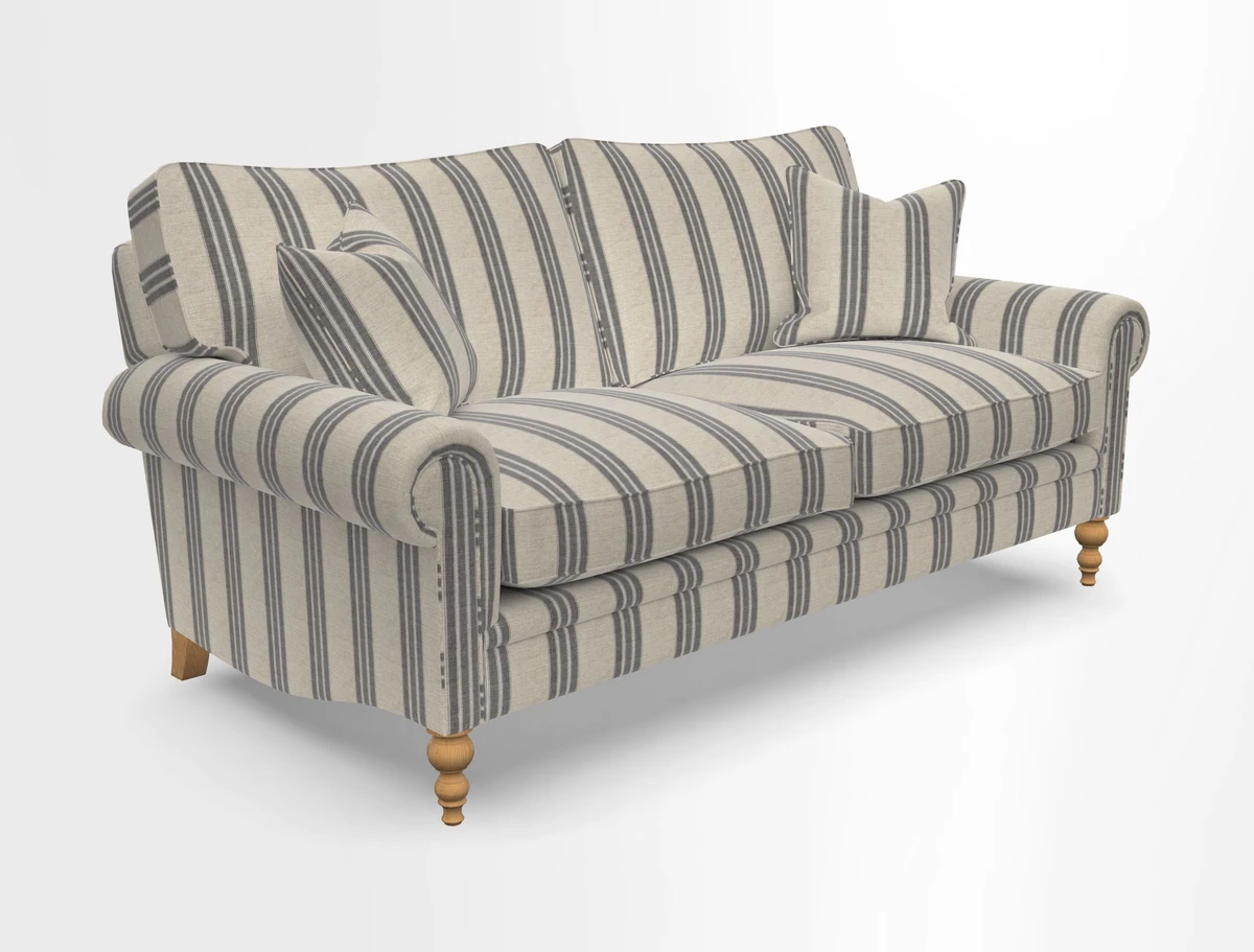 Aldingbourne 3 seater sofa in Grain Sack Stripe Linen Red