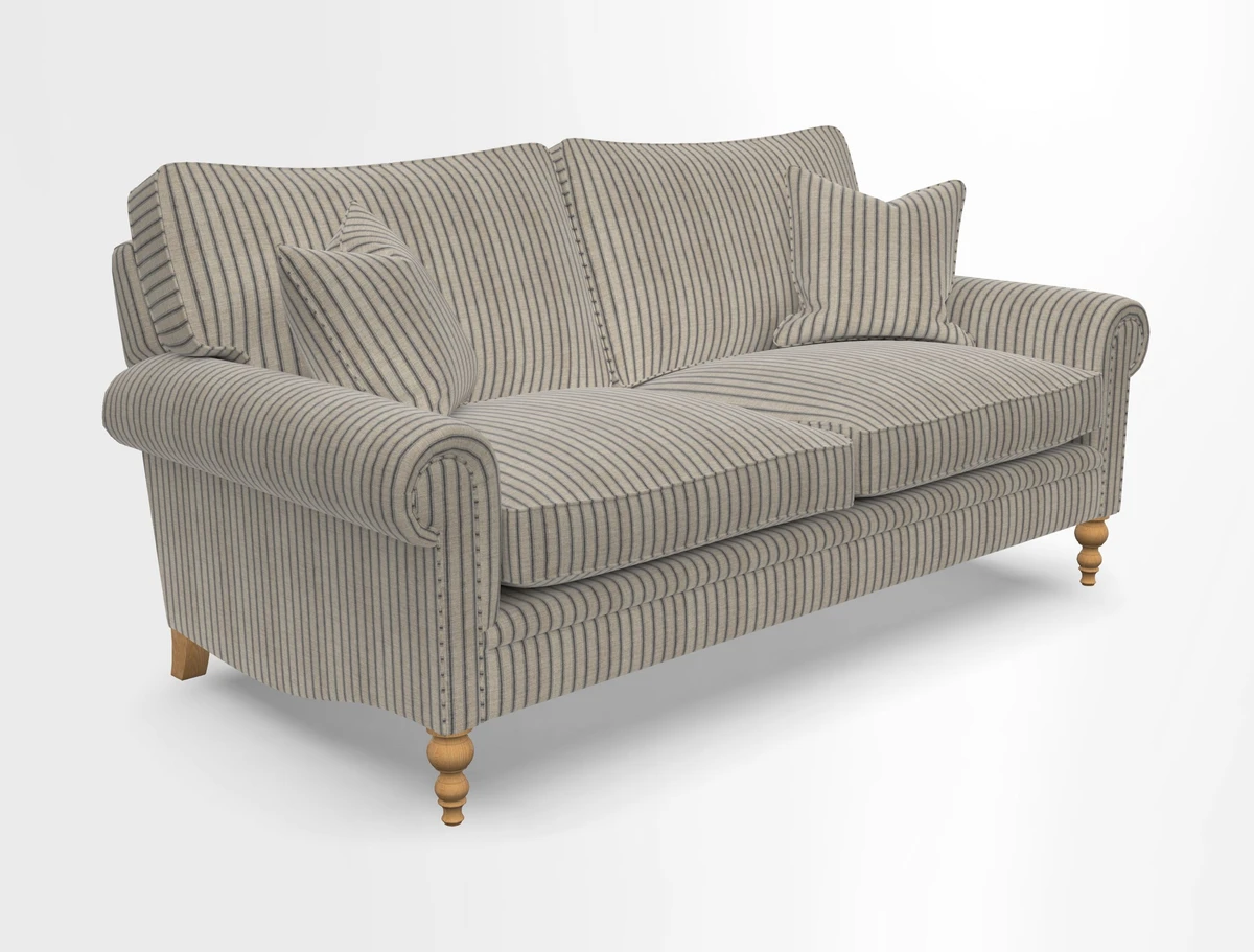 Aldingbourne 3 seater sofa in Grain Sack Stripe Linen Red