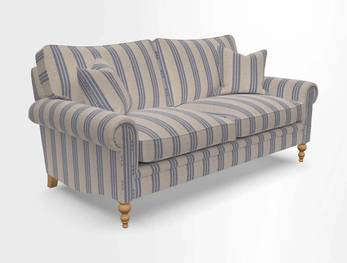 Aldingbourne 3 seater sofa in Grain Sack Stripe Linen Red