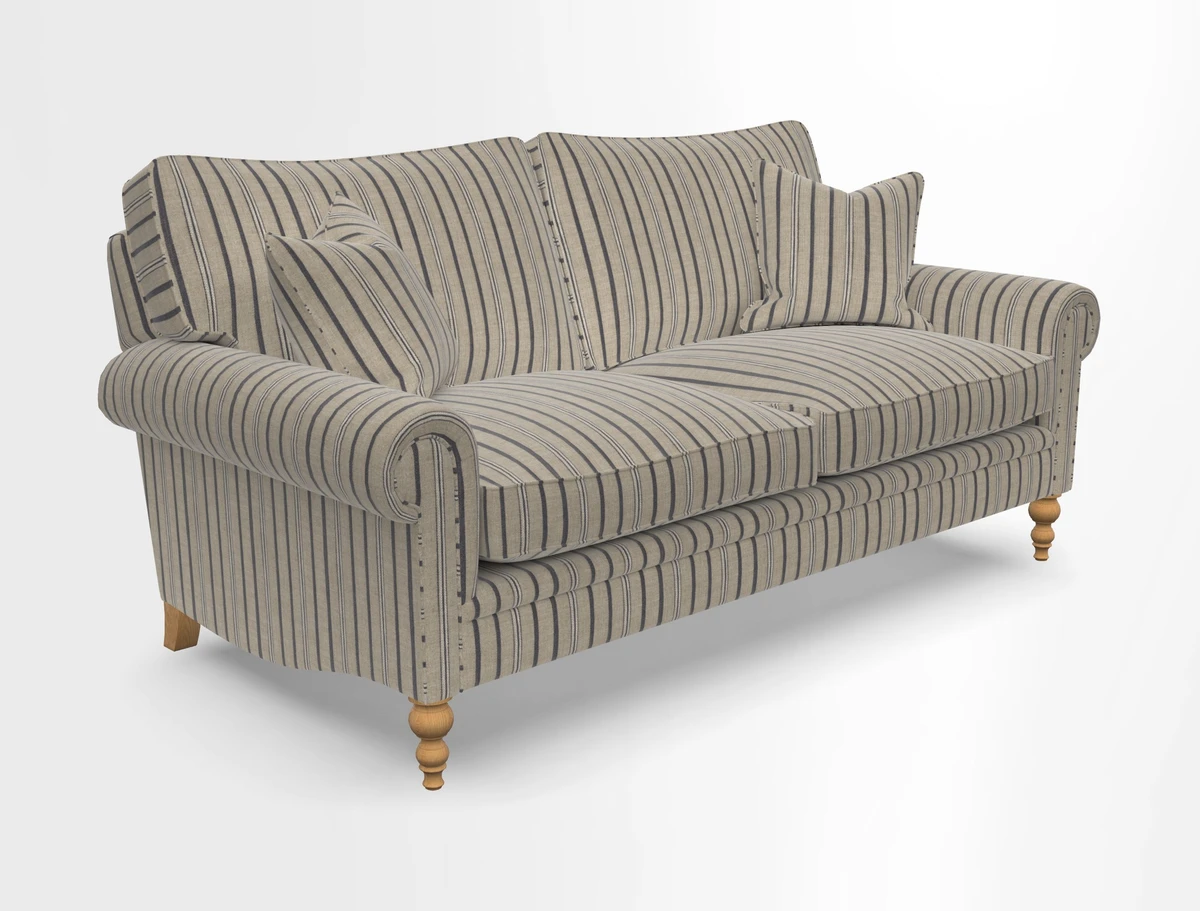 Aldingbourne 3 seater sofa in Grain Sack Stripe Linen Red